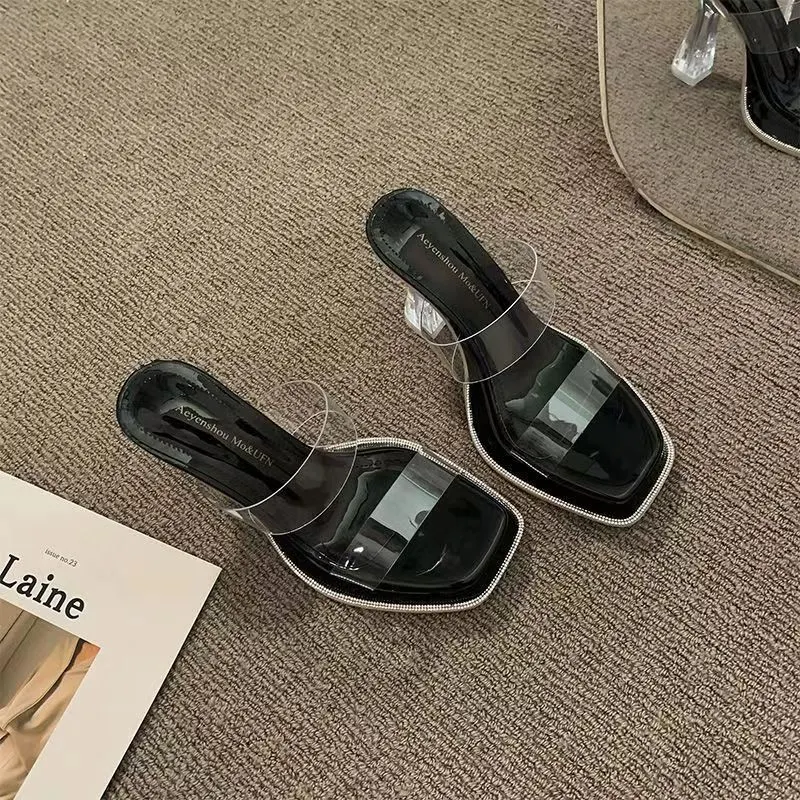Breakj Breakj Slippers Women 2025 New Summer Wearing Fairy Style Transparent Crystal And Waterproof Table Coarse And Cold Slippers