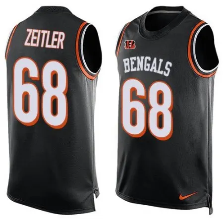 Bengals #68 Kevin Zeitler Black Team Color Men's Stitched NFL Limited Tank Top Jersey