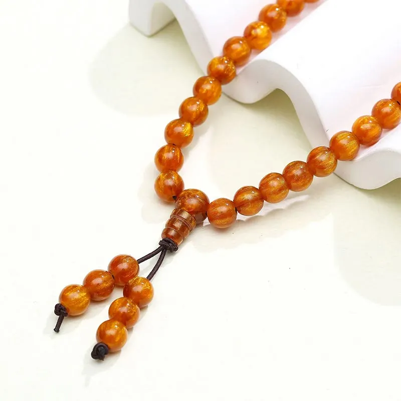 108 Beads Golden Sea Willow Mala Prosperity Necklace Bracelet