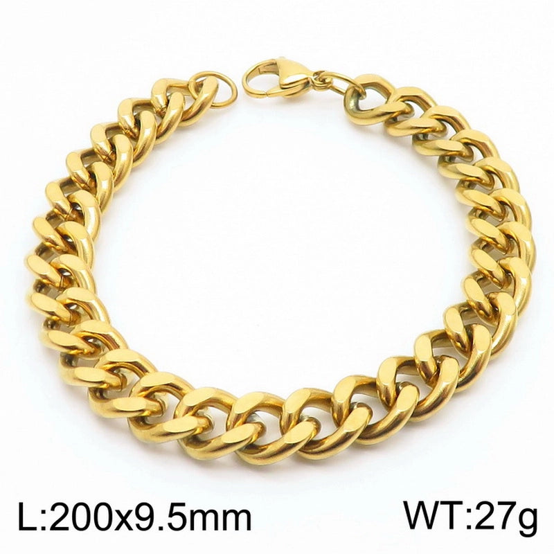 Stainless Steel Personality Fashion Trend Simple Two-Side Grinding Cuban Link Chain Bracelet Accessories