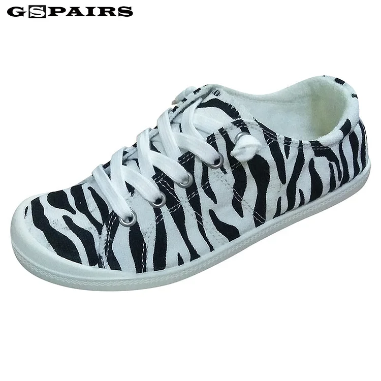 Zebra Pattern Fashion slip on low top canvas shoes for women QueenFunky