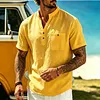 Men's Vacation Linen V-Neck Short Sleeve Shirt by Inlyline