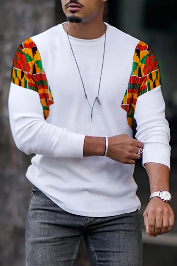 Fashion African Ethnic Print Long Sleeve T-Shirt