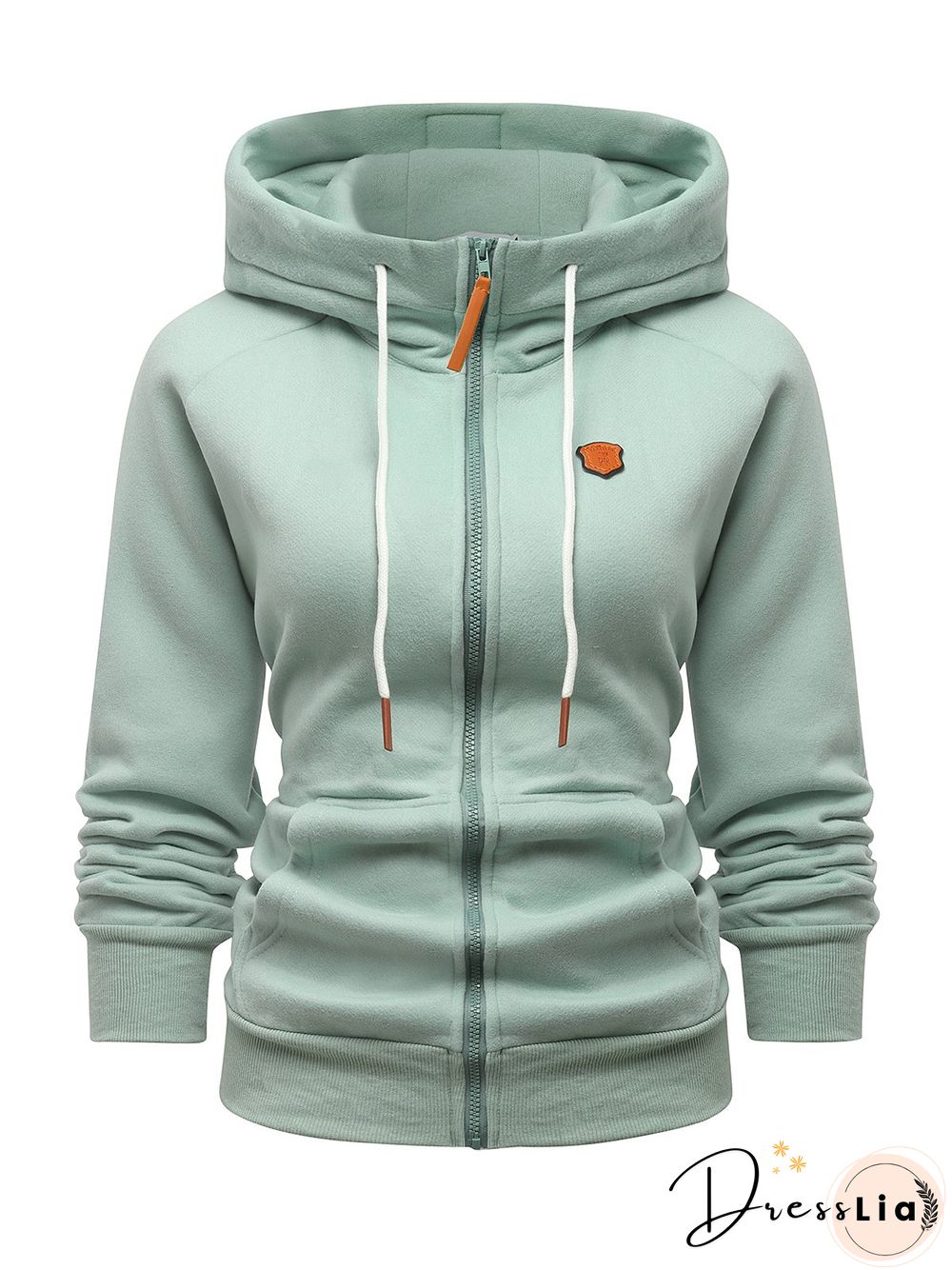Green Cotton-Blend Casual Outerwear