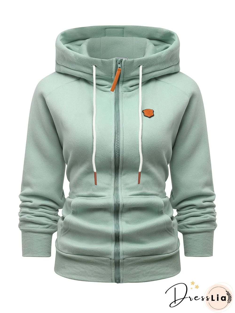 Green Cotton-Blend Casual Outerwear