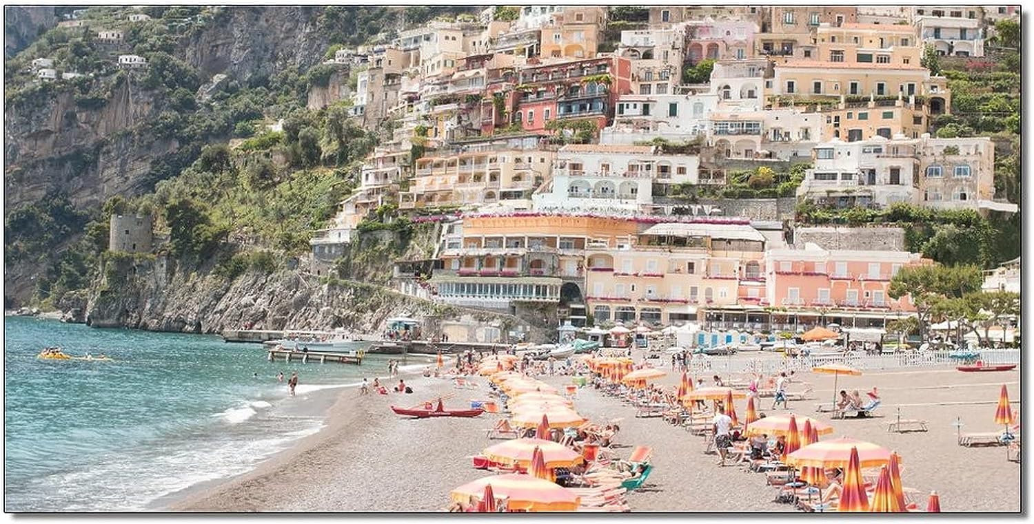 Summer Amalfi Coast Beach Home Decor Bedroom Art Poster in Positano, Italy Canvas Painting Print Artwork Decoration for Bedroom Living Room & Home Wall Decor Posters for Room Home Decor Bathroom Decor 20x40inch(50x100cm)