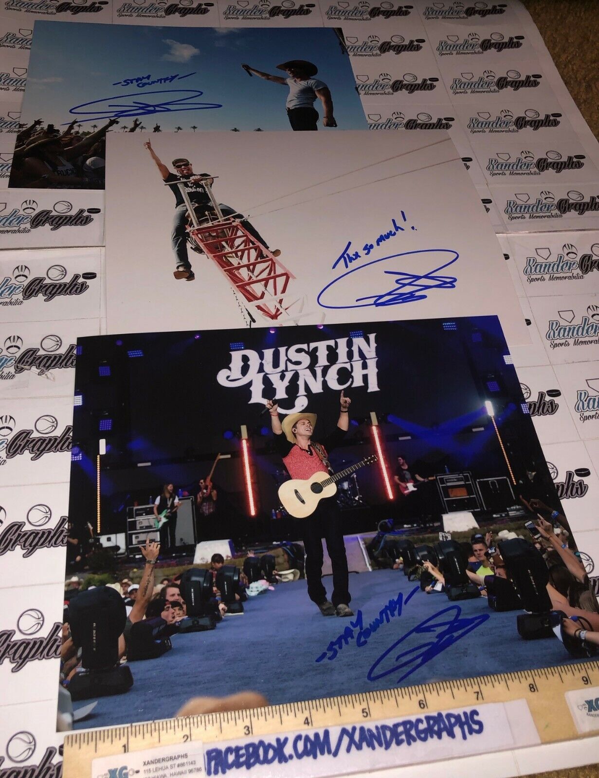 DUSTIN LYNCH LOT OF (3) COUNTRY MUSIC SIGNED AUTOGRAPHED 8X10 GUITAR Photo Poster paintingGRAPH