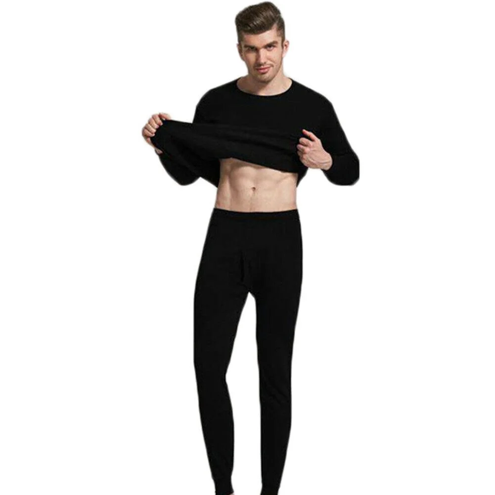 Men Seamless Elastic Warm Velvet Inner Wear Thermals Underwear Set