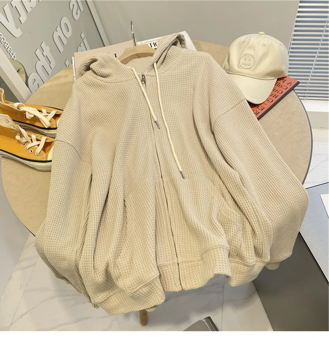 Brownm Brownm Hoodie Female Autumn New Loose Show Thin Design Sense Spring And Summer Coat Female Zipper Cardigan