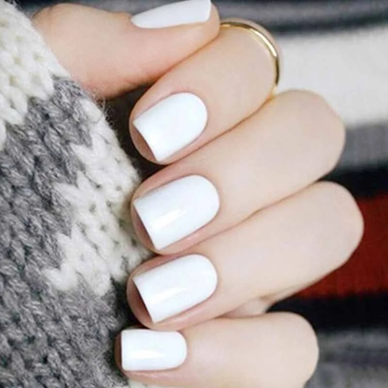 24pcs Wholesales Fake Nails For Women Light Color Solid Color Short Nail Tips Fingernail DIY Nail Art False Nails with Glue-Nail Inspo