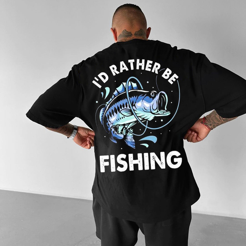 Oversized Fishing Printed Casual T-shirt
