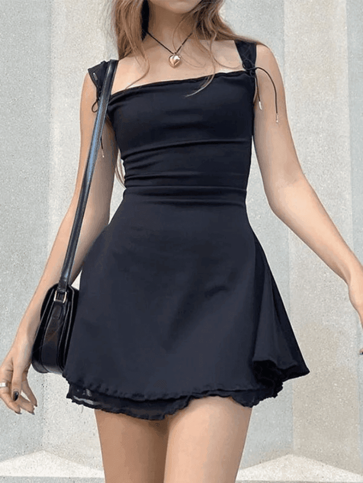 Toloer Reversible Sleeveless Black Mini Dress-Outfit Ideas