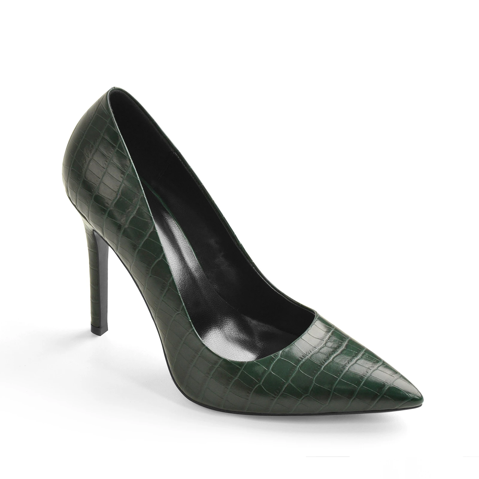4.13" Darkseagreen Pointed Toe Stone Patent Leather High Heels Stiletto Pumps-vocosishoes