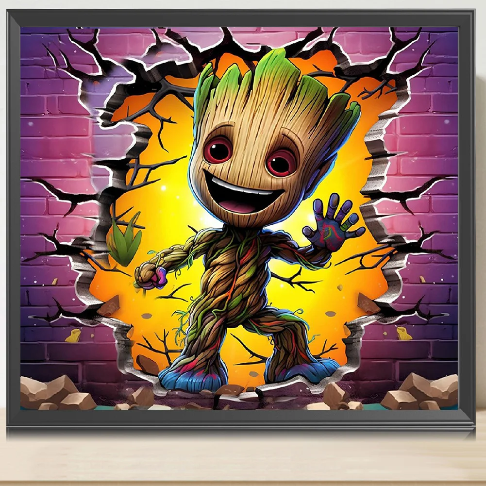 Diamond Painting - Full Round Drill - Groot Breaking Wall(Canvas|40*35cm)