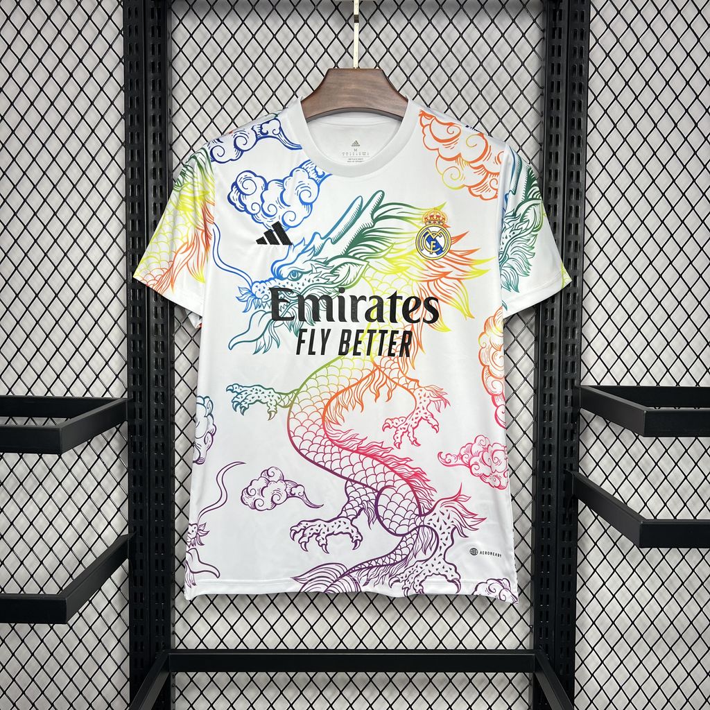 Real Madrid 24-25 White Colorful Dragon Speical Jersey - Fans Version