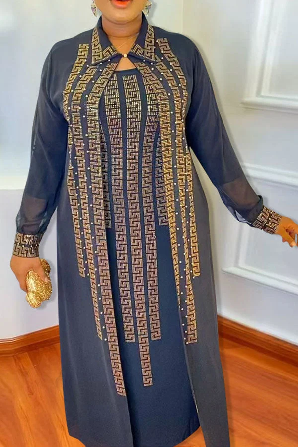 Rhinestone & Beaded Decor Retro Dress Suit