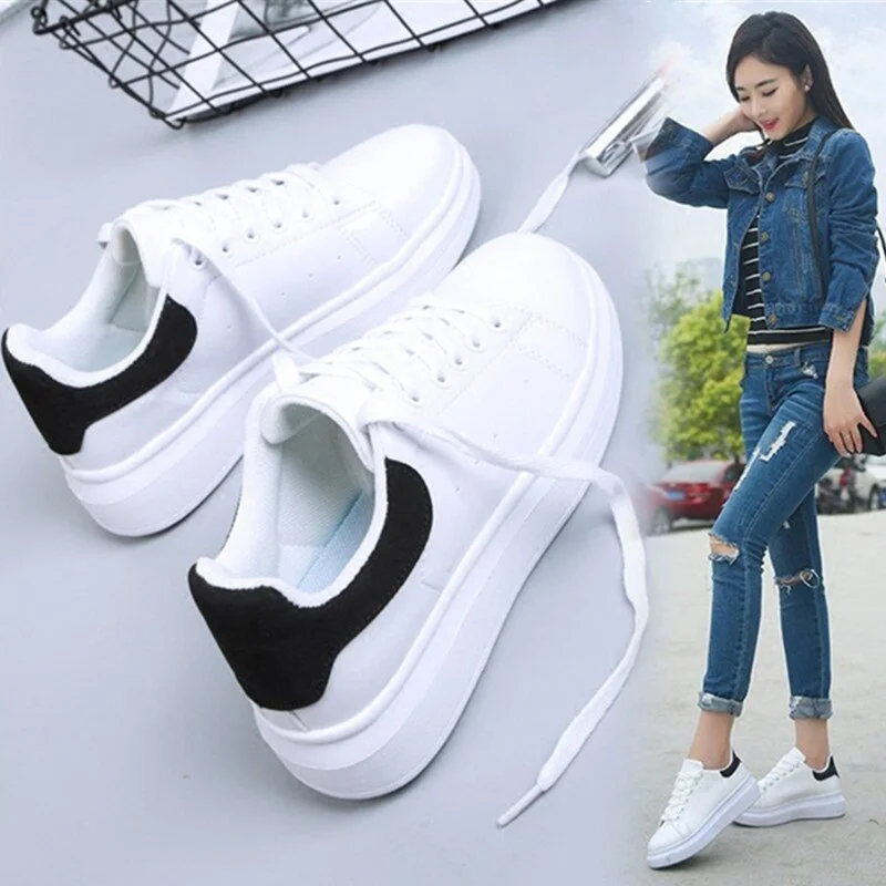 New Designer Shoes Woman Wedges Platform Sneakers Lace-Up Breathable Tenis Feminino Casual Chunky Sneakers Ladies Zapatos Mujer