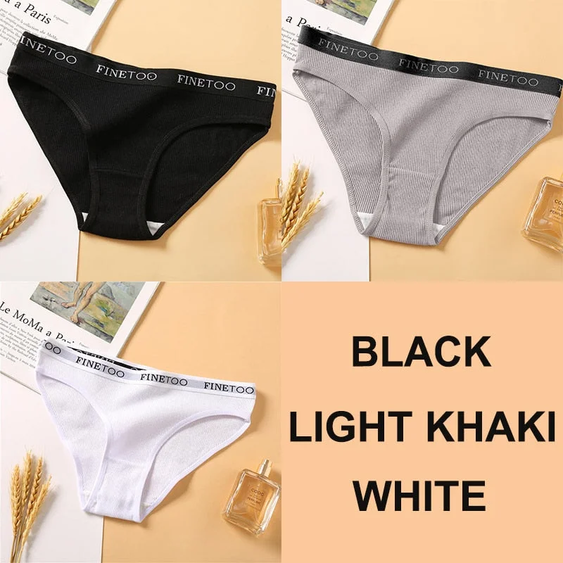 3PCS Women Cotton Underwear Panties Female Sexy Briefs Brand  Band Waist Pantys Set Solid Color Intimates Lingerie for Girl M-XL