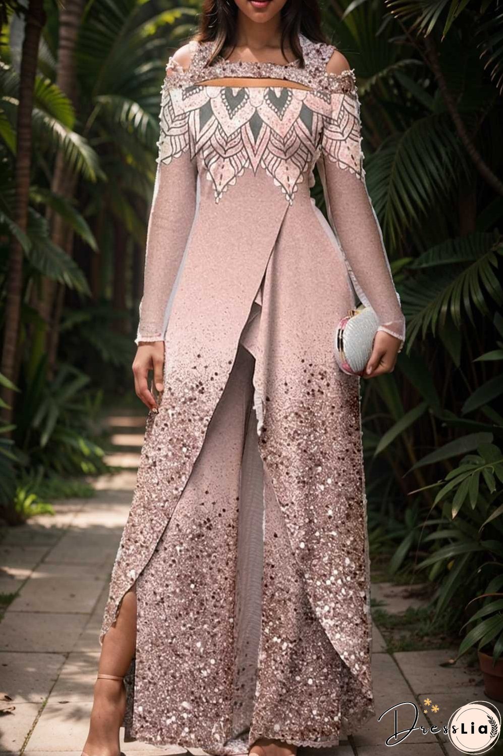 elegant gradient print off shoulder women s jumpsuit