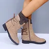 Women's PU Knitted Stitching Flat Ankle Boots