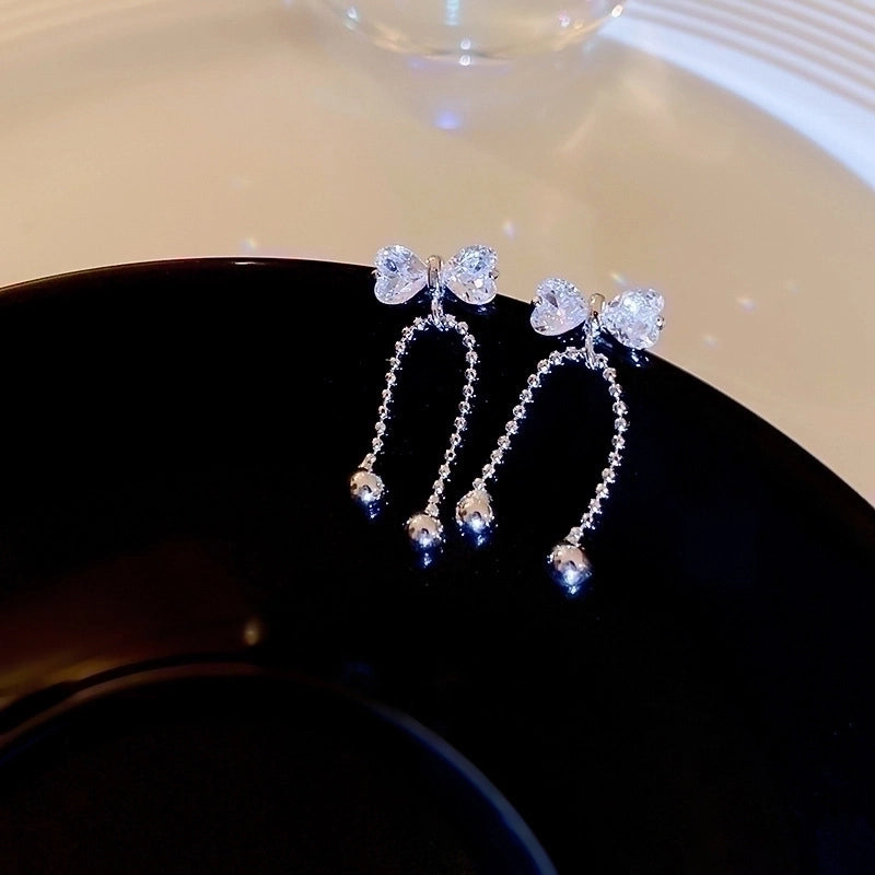 1 Pair Minimalist Butterfly Inlay Copper Zircon Drop Earrings