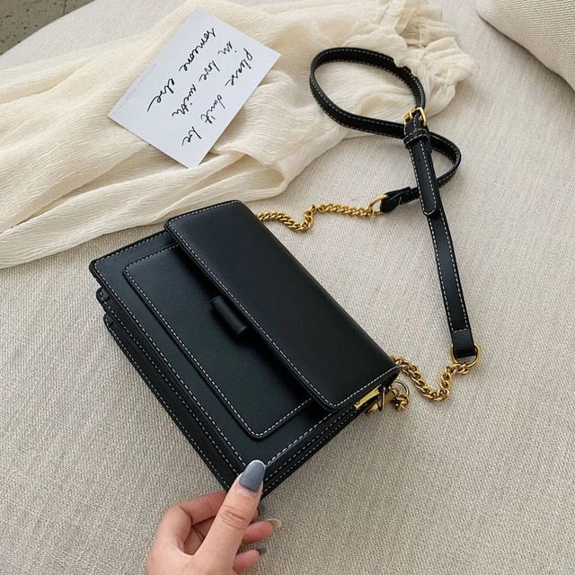 Women Bag Mini Handbags Women Fashion Ins Retro Wide Shoulder Strap Messenger Bag Purse Simple Style Crossbody Bags