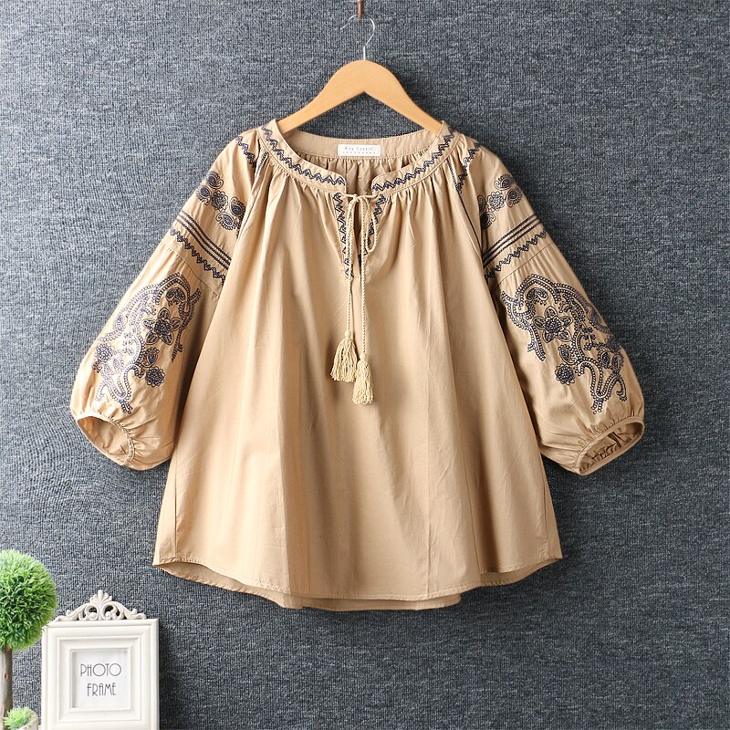 Ethnic Vintage Mexico Boho Style Shirts