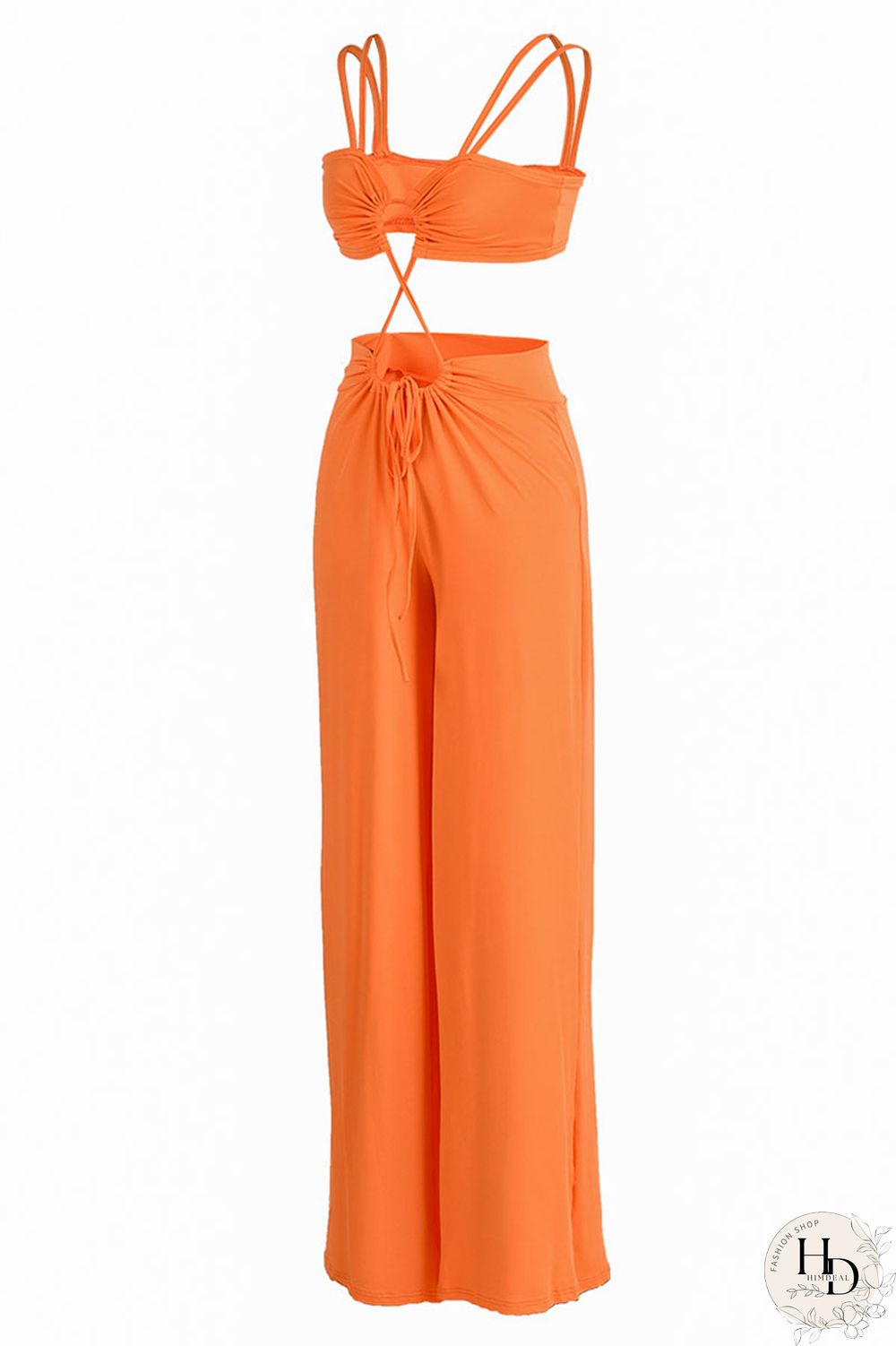 Rose Red Sexy Solid Hollowed Out Patchwork Spaghetti Strap Straight Jumpsuits