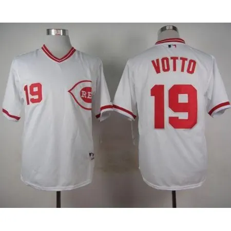 Reds #19 Joey Votto White 1990 Turn Back The Clock Stitched MLB Jersey