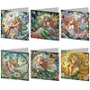 6PCS Diamond Painting Girl Greeting Cards Postcards with Envelopes