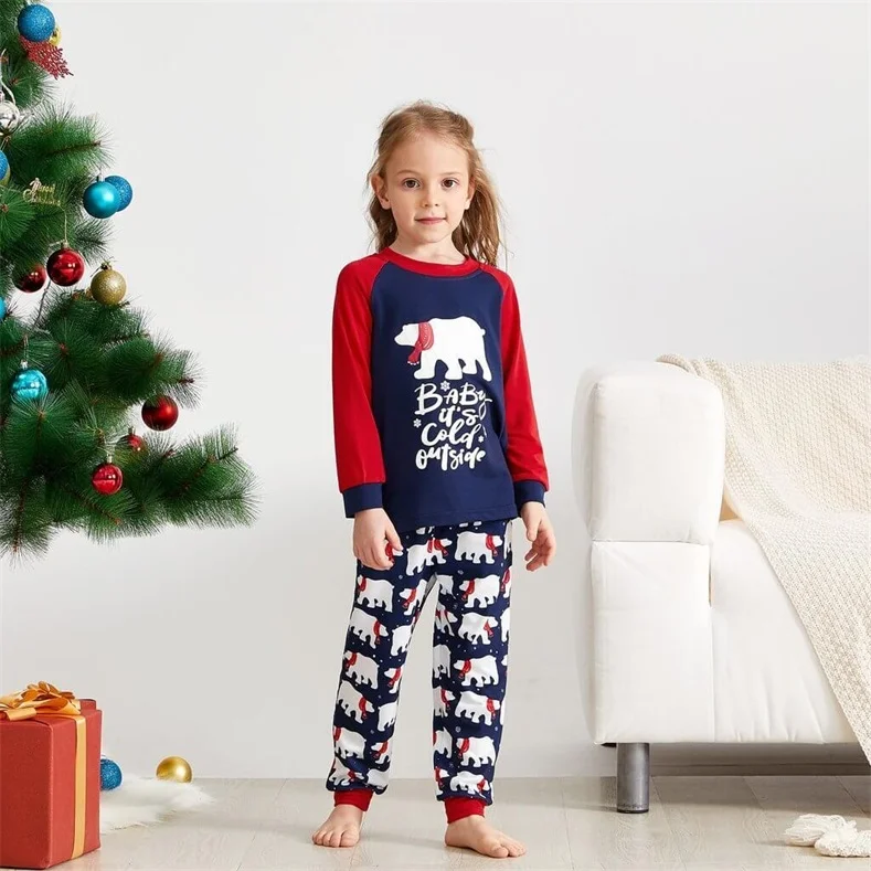 Family Matching Polar Bear Christmas Pajamas Sets