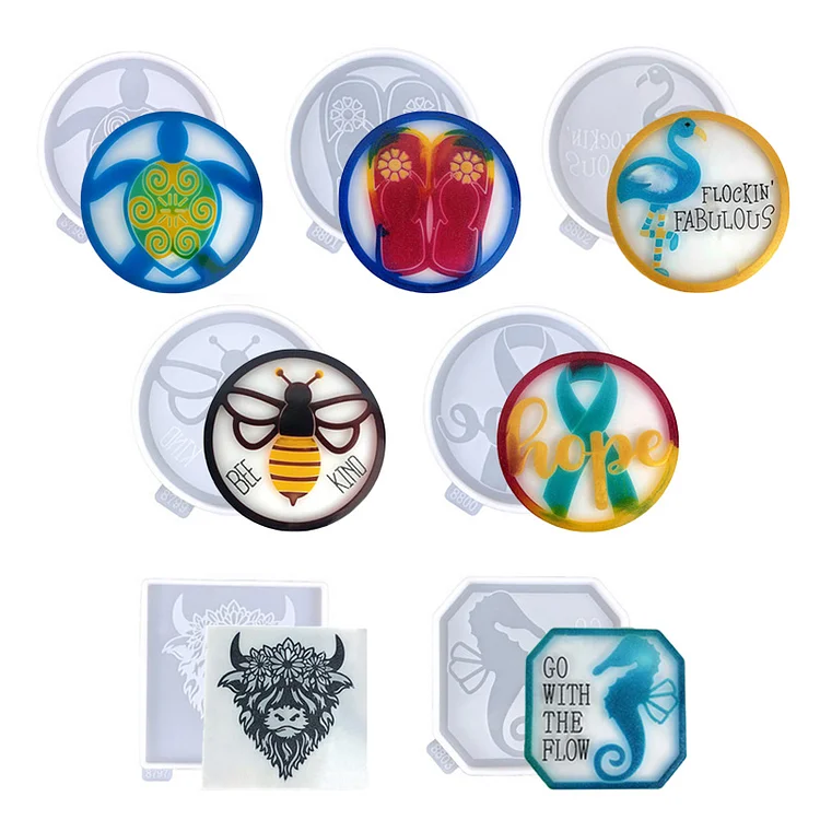 7 Pcs Coaster Resin Molds Set CrazyMold
