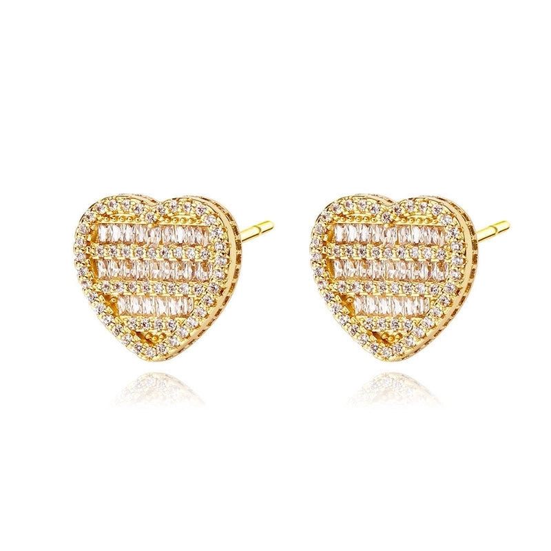 Copper 18K Gold Plated Imitation Gold  K Gold Plated Inlay Heart Shape Zircon Copper Jewelry Sets