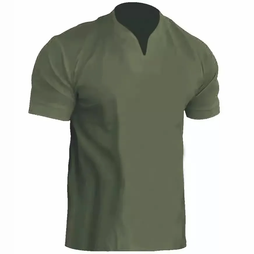 Uveng Uveng Men's Fitness Plus-Size Sports T-Shirt Men's Elastic Cotton Pocket Short-Sleeved Summer V-Neck Polo Shirt