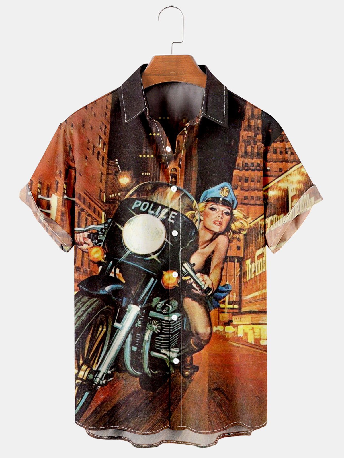 Men's Hawaiian Vacation Retro Car Poster Print Short Sleeve Shirt PLUSCLOTHESMAN