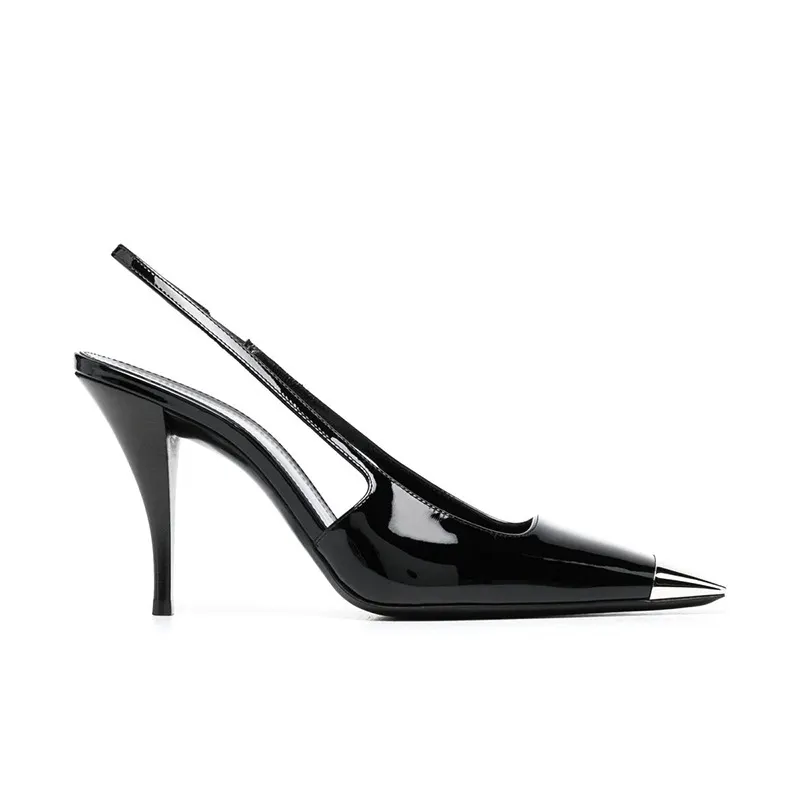 Breakj Breakj Summer New Black Patent Leather High Heels Fine Heel Temperament Square French Girl Professional Fashion Single Shoes