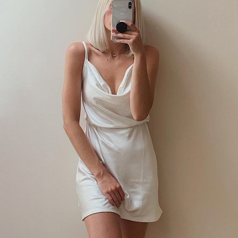Slip-Strap Satin Waist Mini Dress  🔥Buy One & Get One 50% OFF 🔥