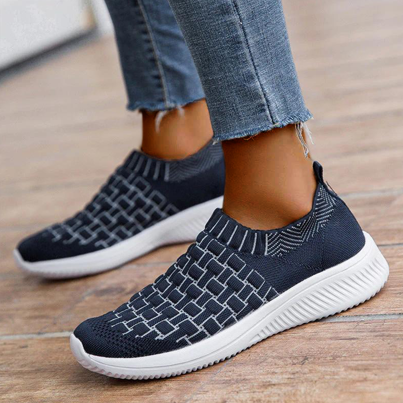 LookYno - Sneaker Women Shoes Casual Mesh Breathable Ladies Vulcanize Shoe Solid Color Slip On Sport Shoes