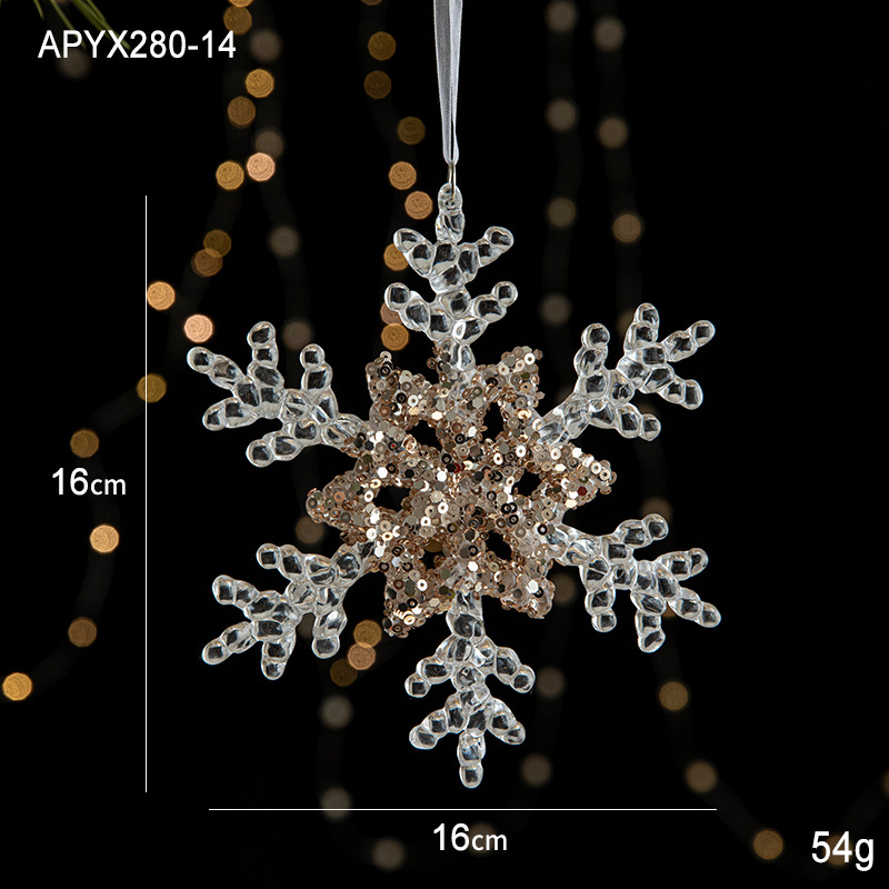 Christmas decorations sequins acrylic pendant transparent snowflake pendant Christmas tree scene layout props-MERUMOTE