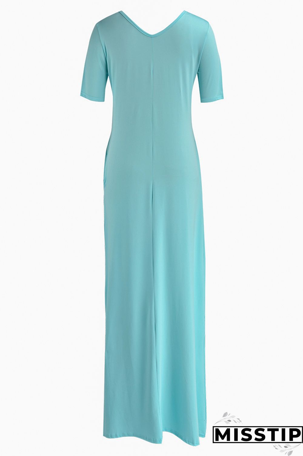 Black Fashion Casual Solid Basic V Neck Short Sleeve Dress