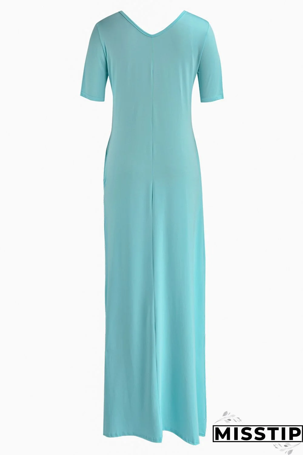 Black Fashion Casual Solid Basic V Neck Short Sleeve Dress