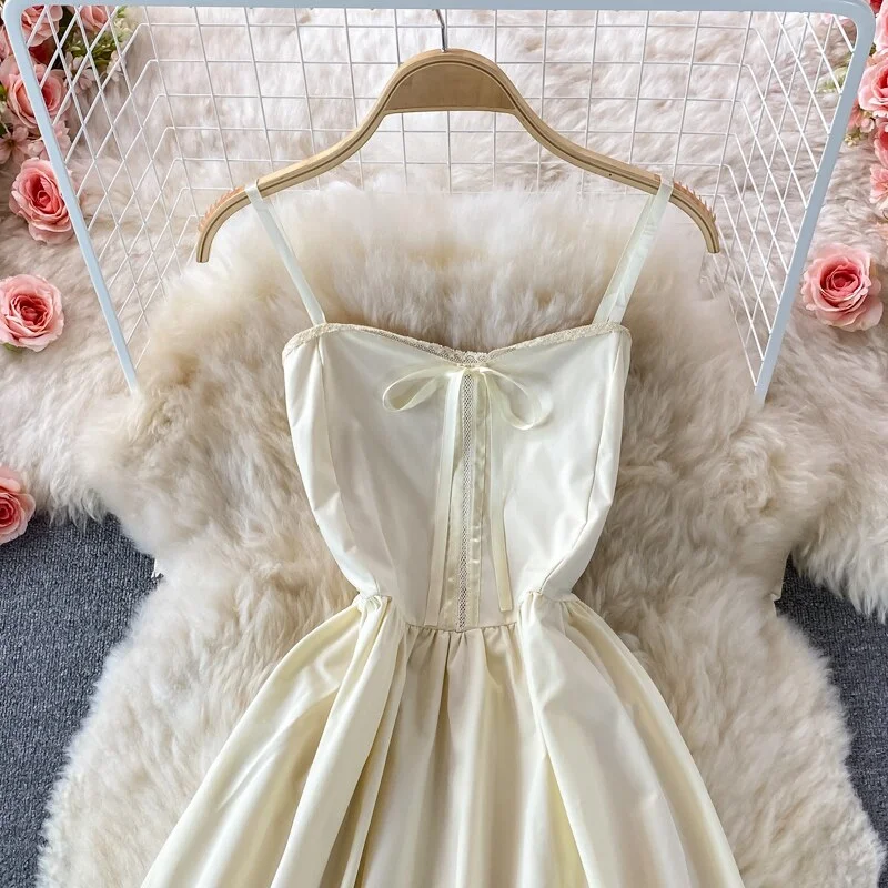 FTLZZ New Summer Solid A Line Slash Neck Chiffon Sexy Sleeveless Pullover Women Dresses Slim Spaghetti Stap Lady Dress