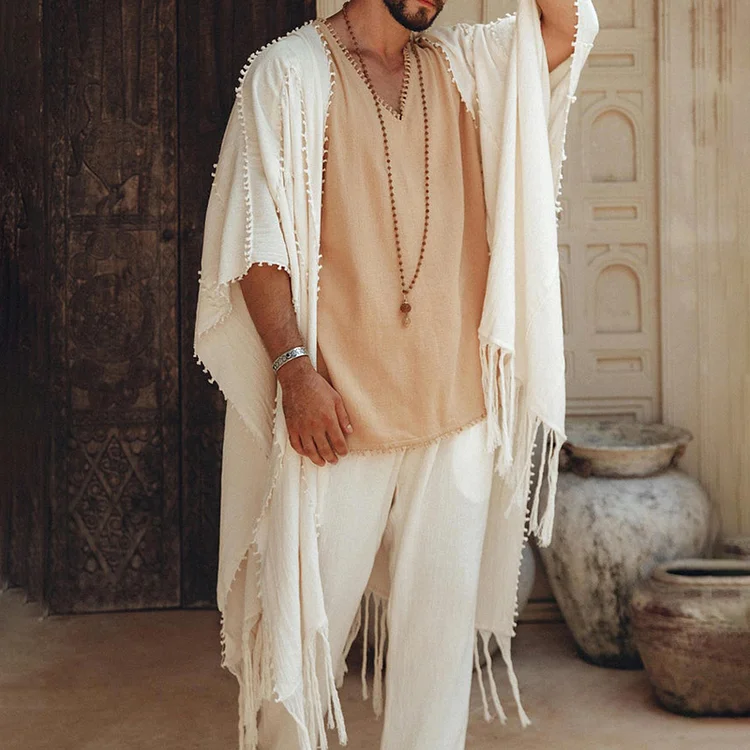 Men's Tulum Linen Fringe Cardigan 0181