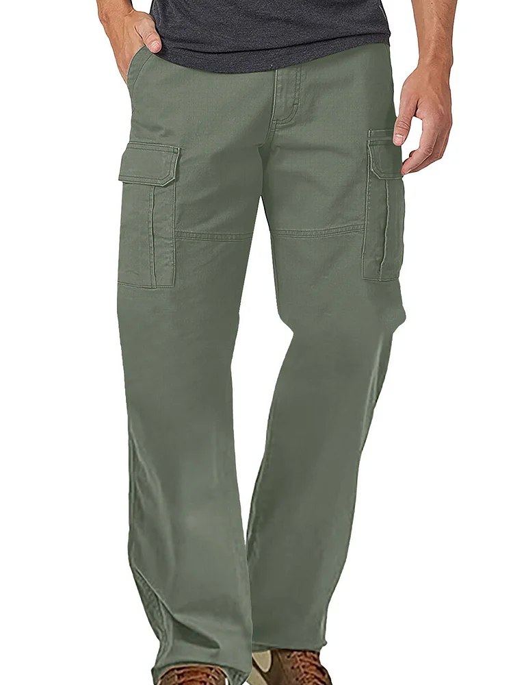 Men's Casual Multi-pocket Solid Color Cargo Trousers