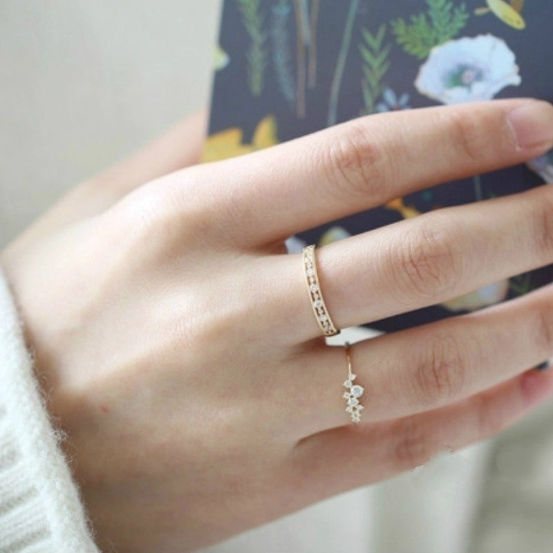 Formal Geometric Copper Inlaid Zircon Rings