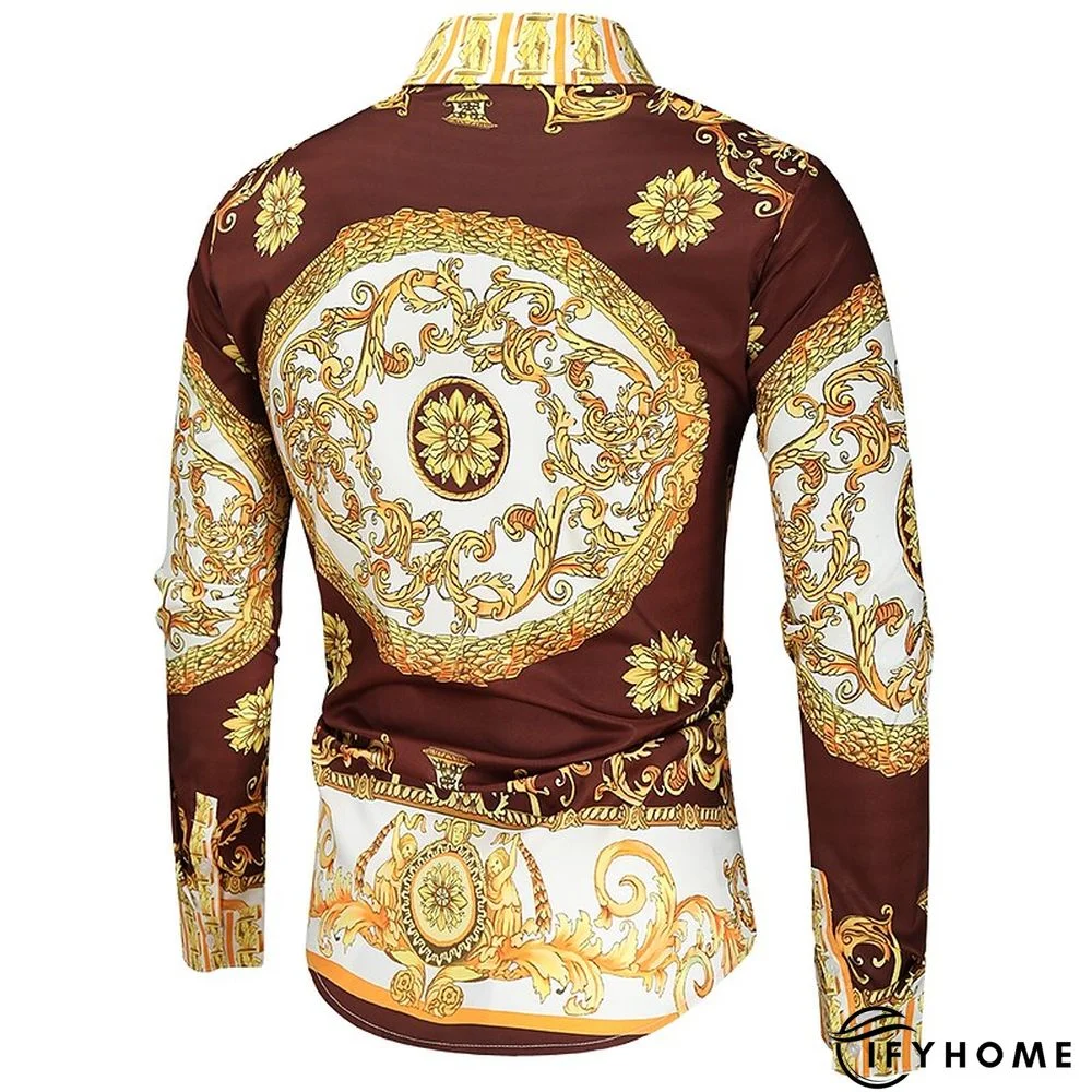 Men's Shirt Prom Shirt Classic Collar Spring &  Fall Long Sleeve Black White Red Geometric Party Casual Clothing Apparel Print | IFYHOME