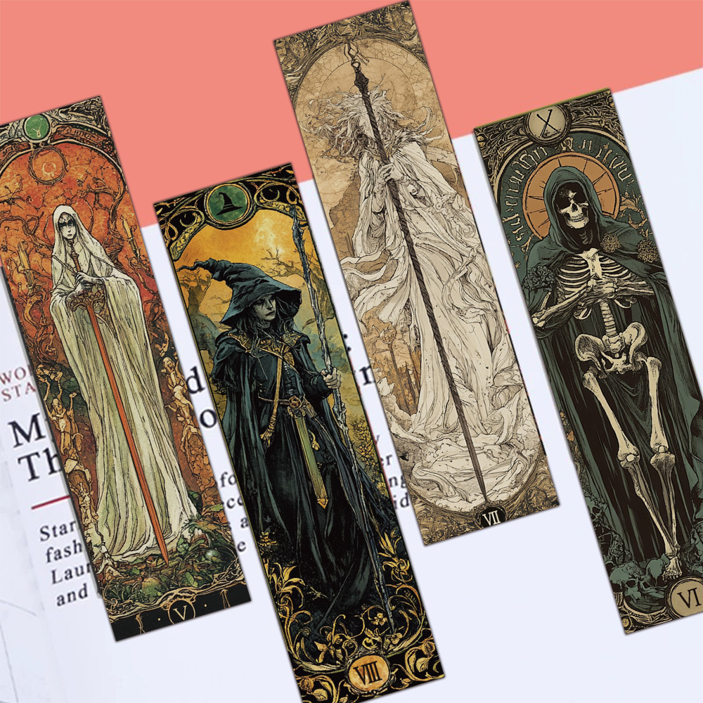 Tegooe 30 Pcs Dark Academia Aesthetic Paper Bookmarks Set - Vintage Gothic Wizard Magic Art Page Markers for Readers
