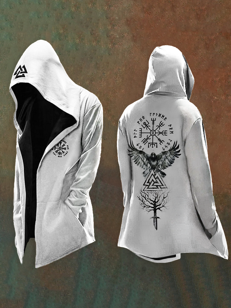 Men's Vikings Totem Print Vintage Hooded Jacket / Rvogue / Rvogue