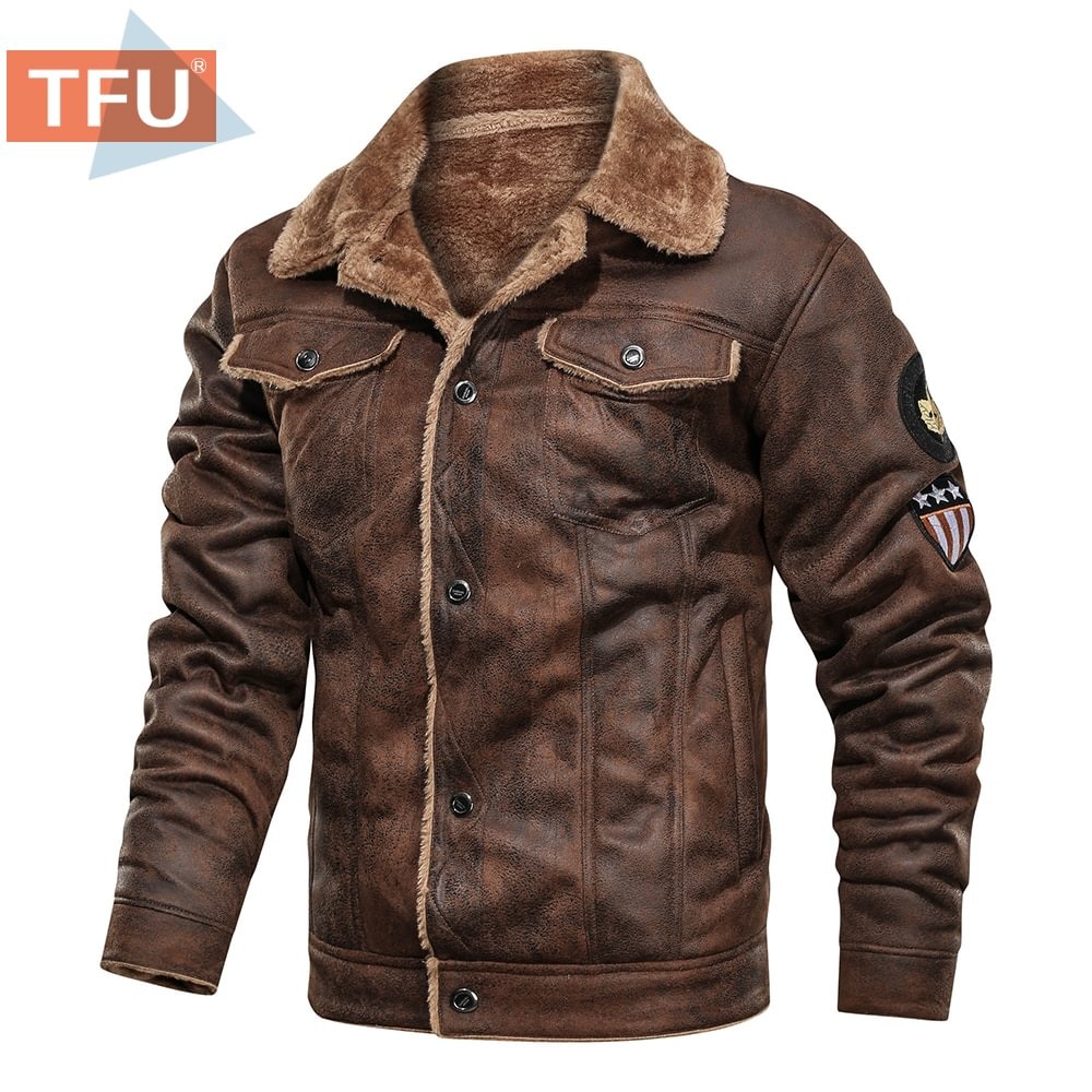 Men 2022 Fleece Leather Jacket Coat -Free Shipping!