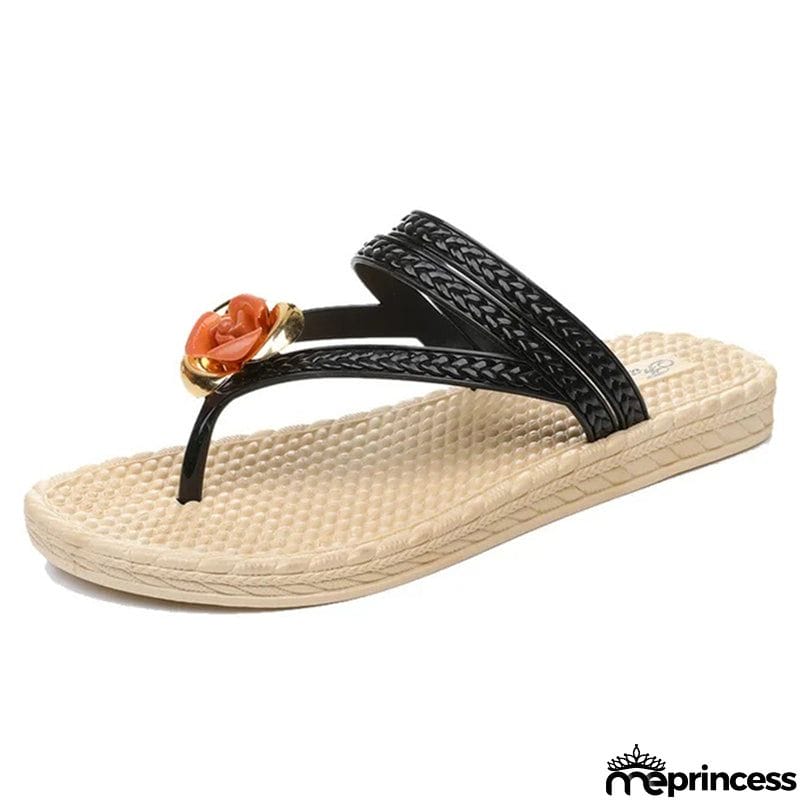 Leisure Beach Floral Decorative Flip Flops for Women